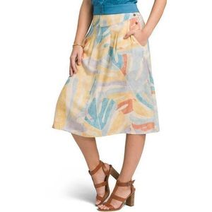 Prana Willow Sways Palm Print Muted Tropical Midi Skirt